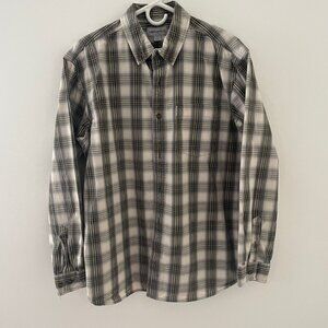 Carthartt Mens L Relaxed fit, plaid 100% cotton shirt white/grey/yellow/black